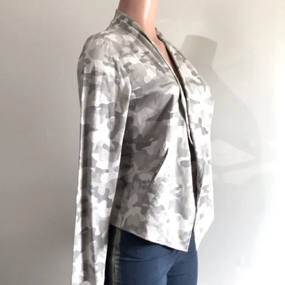 Susan Graver Weekend Printed Cotton Knit Drape Front Jacket